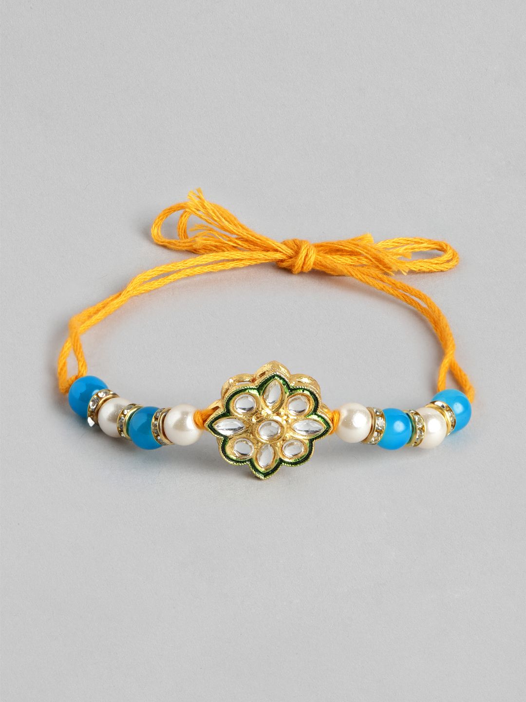 Anouk Unisex Set of 2 Beaded Bhai Bhabhi Rakhis With Roli & Chawal