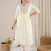 Dhiyona IE Women Floral Embroidered Empire Thread Work Pure Cotton Kurta with Trousers & With Dupatta