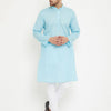 Men's Aqua Cotton Blend Straight Kurta Pyjama Set