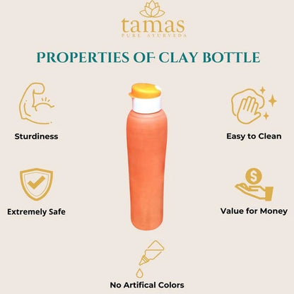 Tamas Handmade & Eco-Friendly Earthen Carry Water Bottle With Sipper Cap