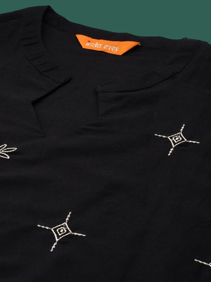 Indyancart IE Embroidered A-Line Top With Trousers Co-Ords