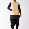 Men's Black Silk Blend Straight Jacket  Kurta and Dhoti Set