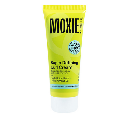 Moxie Beauty Super Defining Curl Cream in a jar, creamy hair mask for defining and enhancing natural curls