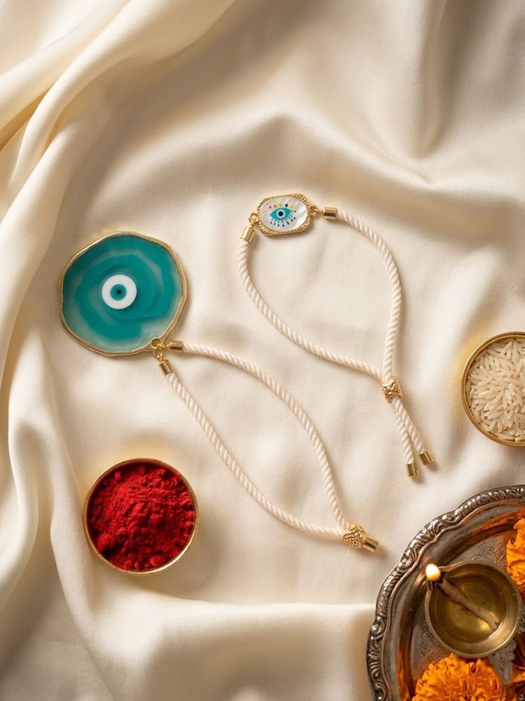 Anouk Set Of 2 Evil Eye Resin Design Bhaiya Bhabhi Wraparound Rakhi
