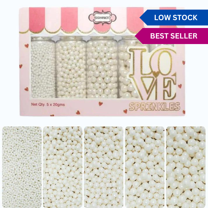 Confect White Princess Disco Balls Assorted Sprinkles ( DB-13 )