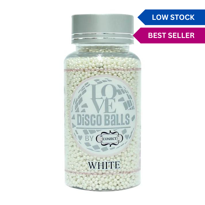 Confect White Disco Balls Sprinkles 2 MM