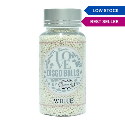 Confect White Disco Balls Sprinkles 2 MM