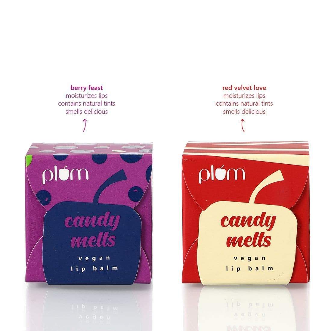 Plum Goodness Candy Melts Lip Loves - Pack of 2 Lip Balms Red Velvet Love + Berry Feast