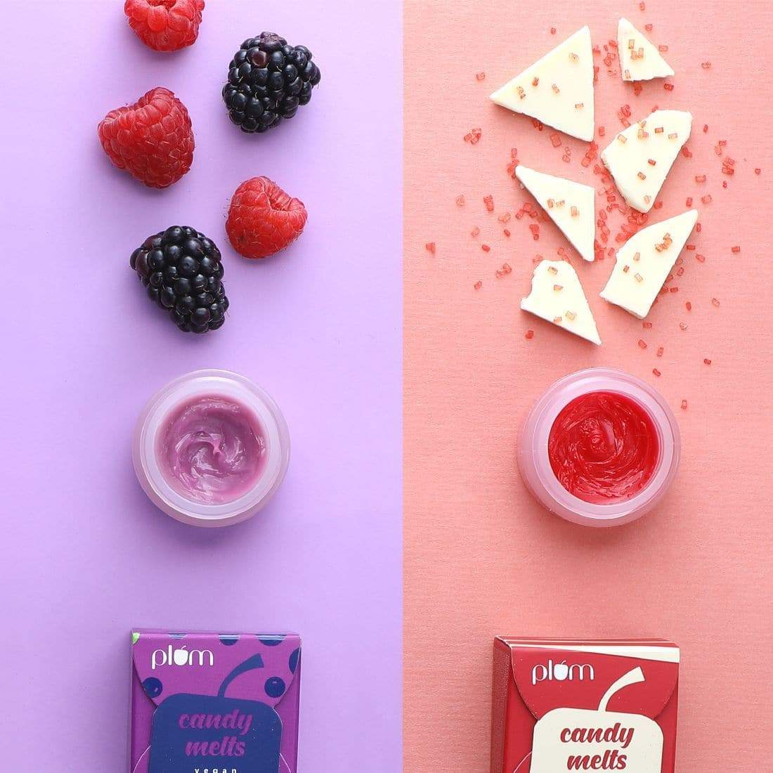 Plum Goodness Candy Melts Lip Loves - Pack of 2 Lip Balms Red Velvet Love + Berry Feast