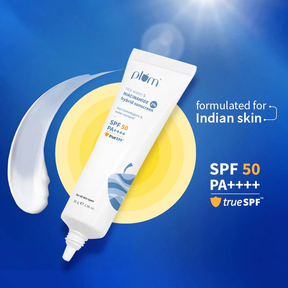 Plum Goodness 2% Niacinamide & Rice Water SPF 50 PA++++ Hybrid Sunscreen