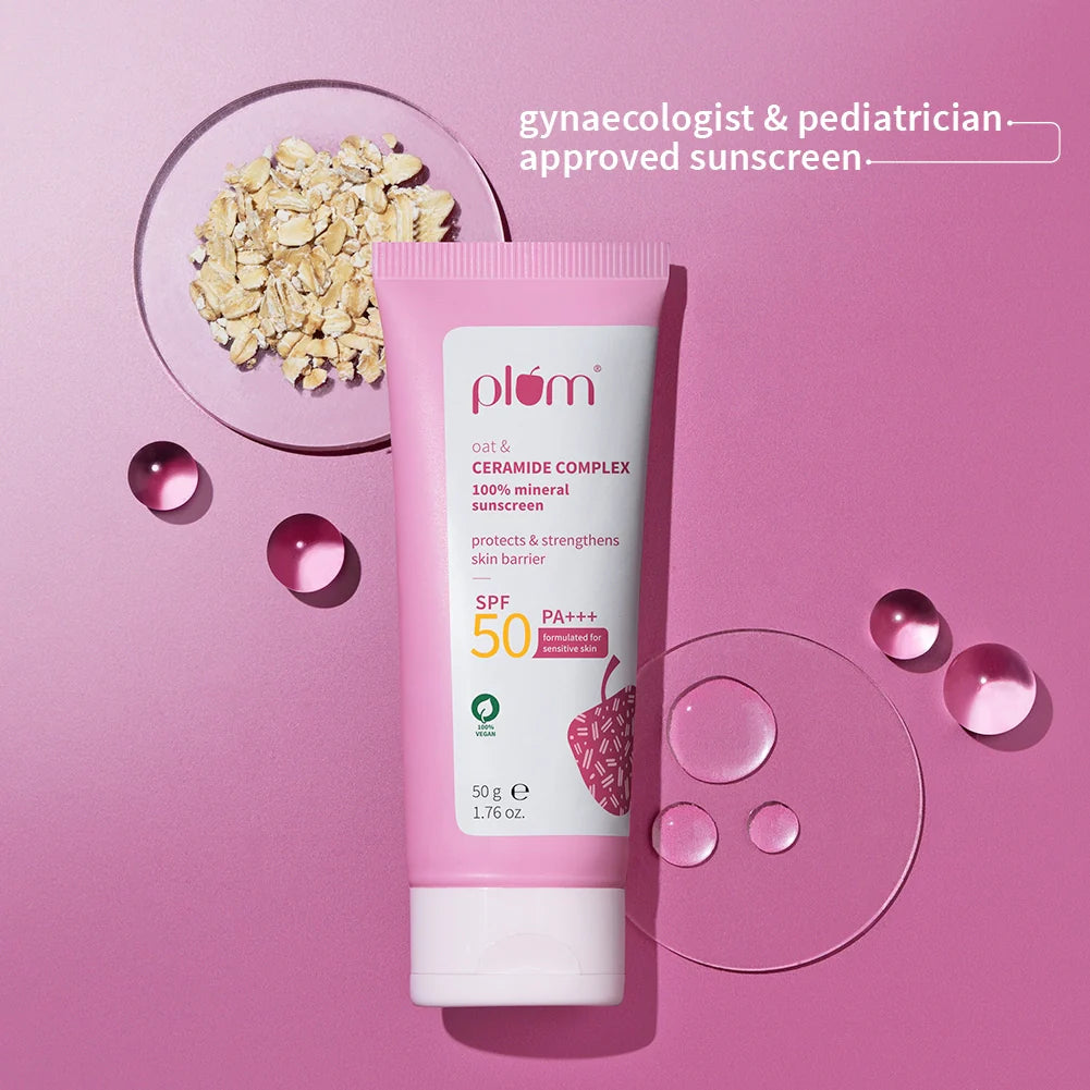 Plum Oat & Ceramide Complex 100% Mineral Sunscreen 50 PA+++
