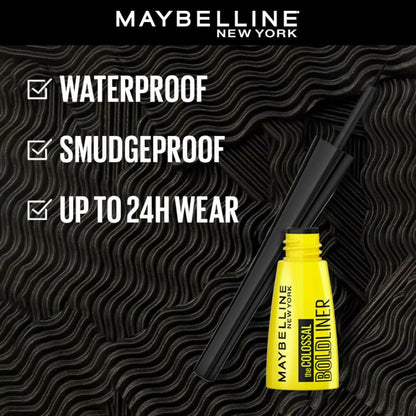 Maybelline New York Colossal Bold Pencil Eyeliner in black matte finish with sharpened tip and smooth application.