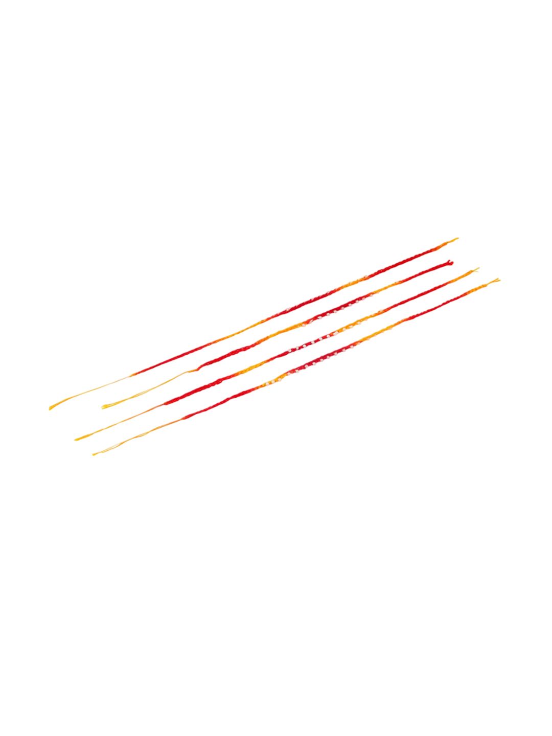 Anouk Men Set Of 4 Pearls Traditional Red Thread Rakhi With Roli Chawal For Rakshabandhan