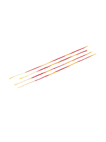 Anouk Men Set Of 4 Pearls Traditional Red Thread Rakhi With Roli Chawal For Rakshabandhan