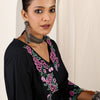 Indyancart IE Women Floral Embroidered Regular Thread Work Pure Cotton Kurta with Trousers