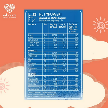 Babyvita Arbanox Ragi Powder, nutrient-rich baby milk powder in a colorful container for infants and toddlers.