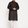 Men's Black Cotton Straight Kurta Pyjama Set
