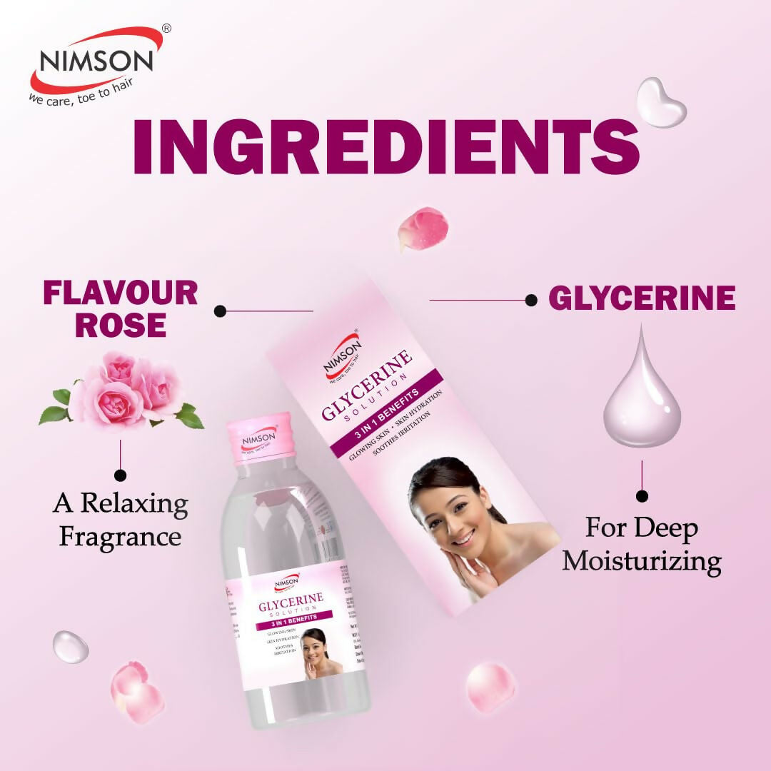 Nimson glycerine face gel for skin protection and moisturizing, with clear gel texture in a transparent container.