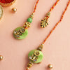 Dhiyona Floral Bhaiya Bhabhi Thread Rakhi With Roli Chawal & Greetings Card