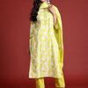 Indyancart IE Floral Printed Mirror Work Pure Cotton Kurta With Trouser And Dupatta