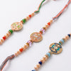 Dhiyona Set Of 3 Multicolor Artificial Stones & Beads Thread Rakhi With Roli Chawal Chandan