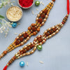 Dhiyona Set Of 2 Brown Rudaraksh Beaded Rakhis Comes With Roli Rice & Greeting Card