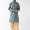 Men's Aqua Silk Blend Straight Kurta and Dhoti Set