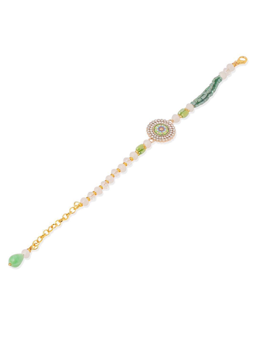 Anouk Artificial Stones & Beads Floral Wraparound Rakhi With Roli Chawal Chandan Mishri