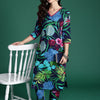 Indyancart IE Tropical Printed V-Neck Pure Cotton Tunic With Trouser