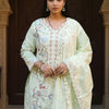 Dhiyona IE Women Embroidered Regular Thread Work Pure Cotton Kurta with Trousers & Dupatta