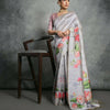 Women Yogita Lotus Grey Saree With Unstiched Blouse