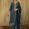 Indyancart IE Women Ethnic Motifs Embroidered Regular Thread Work Kurta with Trousers & With Dupatta