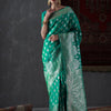 Women's Silk Blend Sea Green Woven Design Designer Saree With Blouse Piece
