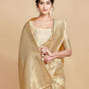 Dhiyona GR Women's Maira Sepia Beige Leheriya Zari Woven Design Linen Saree