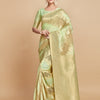 Dhiyona GR Women's Maira Mint Green Leheriya Zari Woven Design Linen Saree