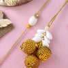 Dhiyona Gold Toned Beaded Bhaiya Bhabhi Thread Rakhis With Roli, Chawal & Greeting Card