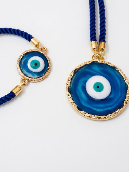 Anouk Set Of 2 Blue Evil Eye Resin Design Bhaiya Bhabhi Wraparound Rakhi