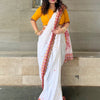 Women's Cotton Yellow Embellished Designer Saree With Blouse Piece
