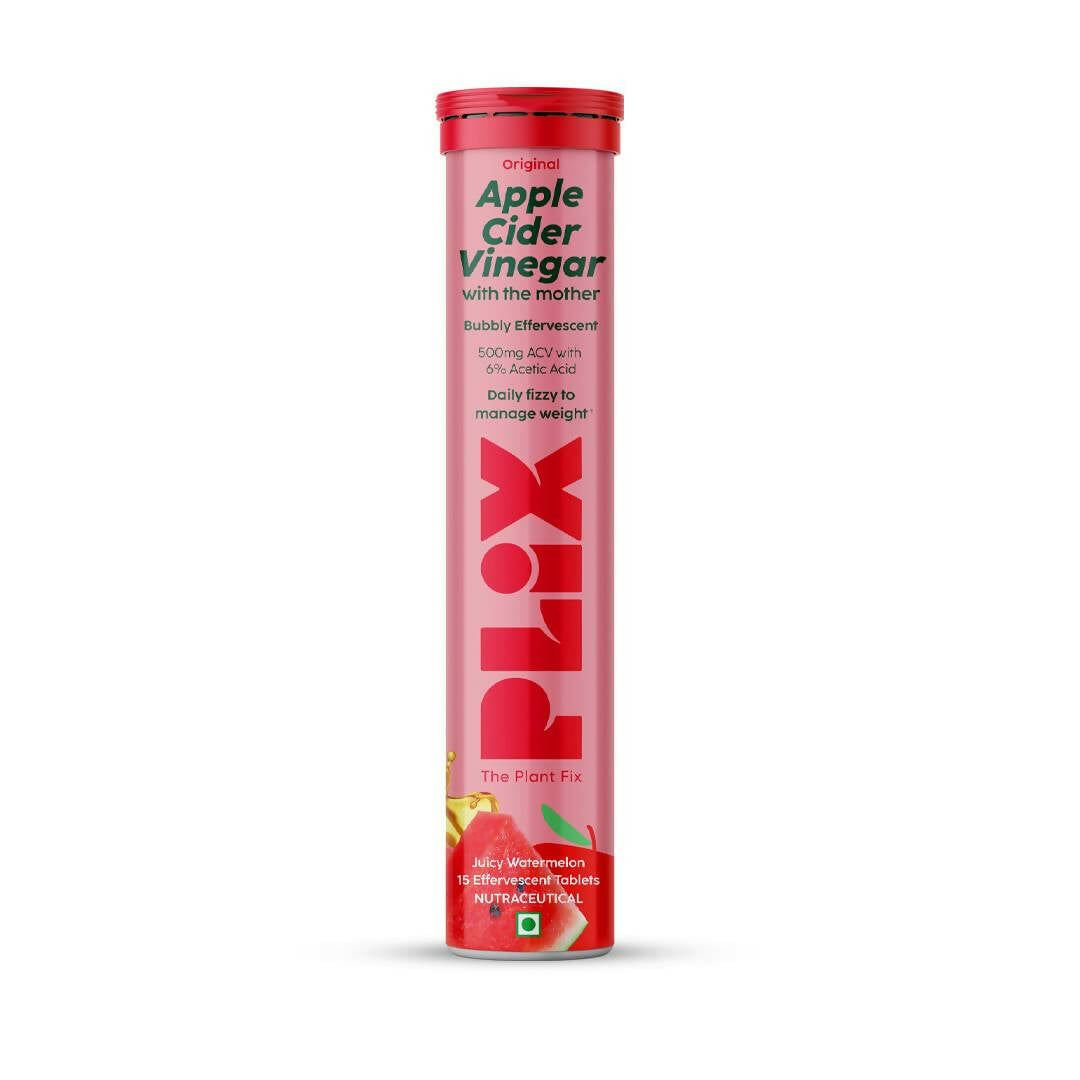 PLIX The Plant Fix Apple Cider Vinegar Effervescent Tablet with Mother - Juicy Watermelon - Indyancart