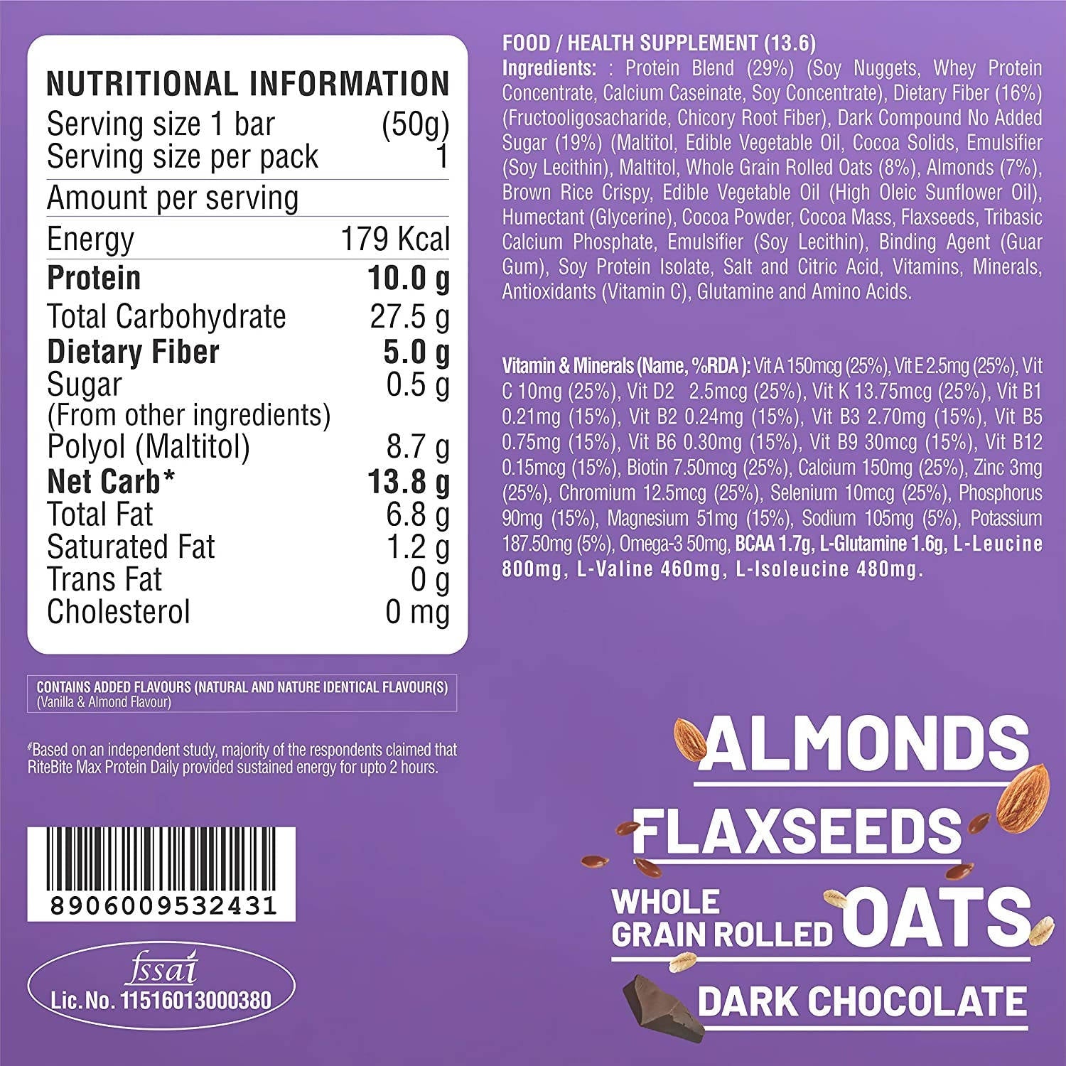 RiteBite Max Protein Daily Choco Almond Bar - Indyancart