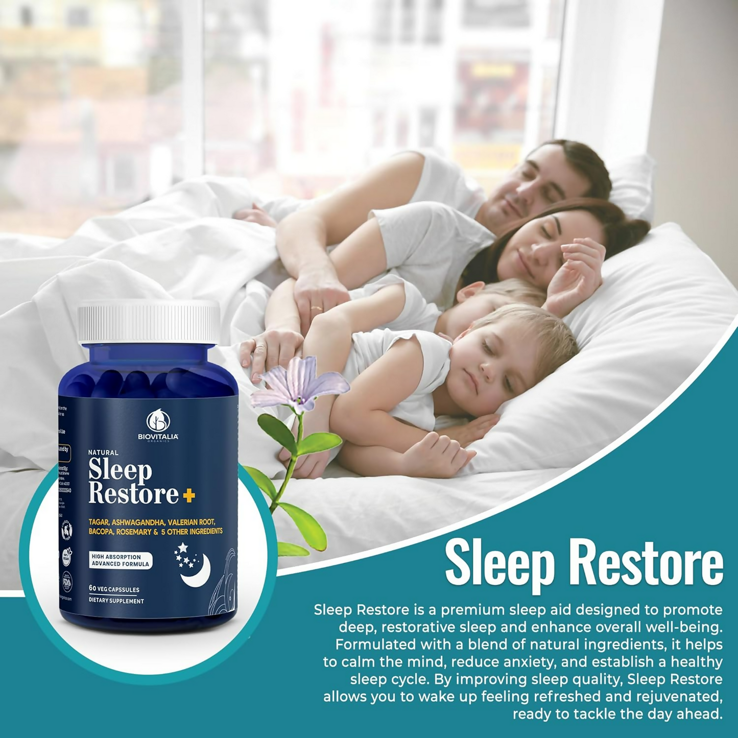 Biovitalia Organics Natural Sleep Restore+ Sleeping Capsules