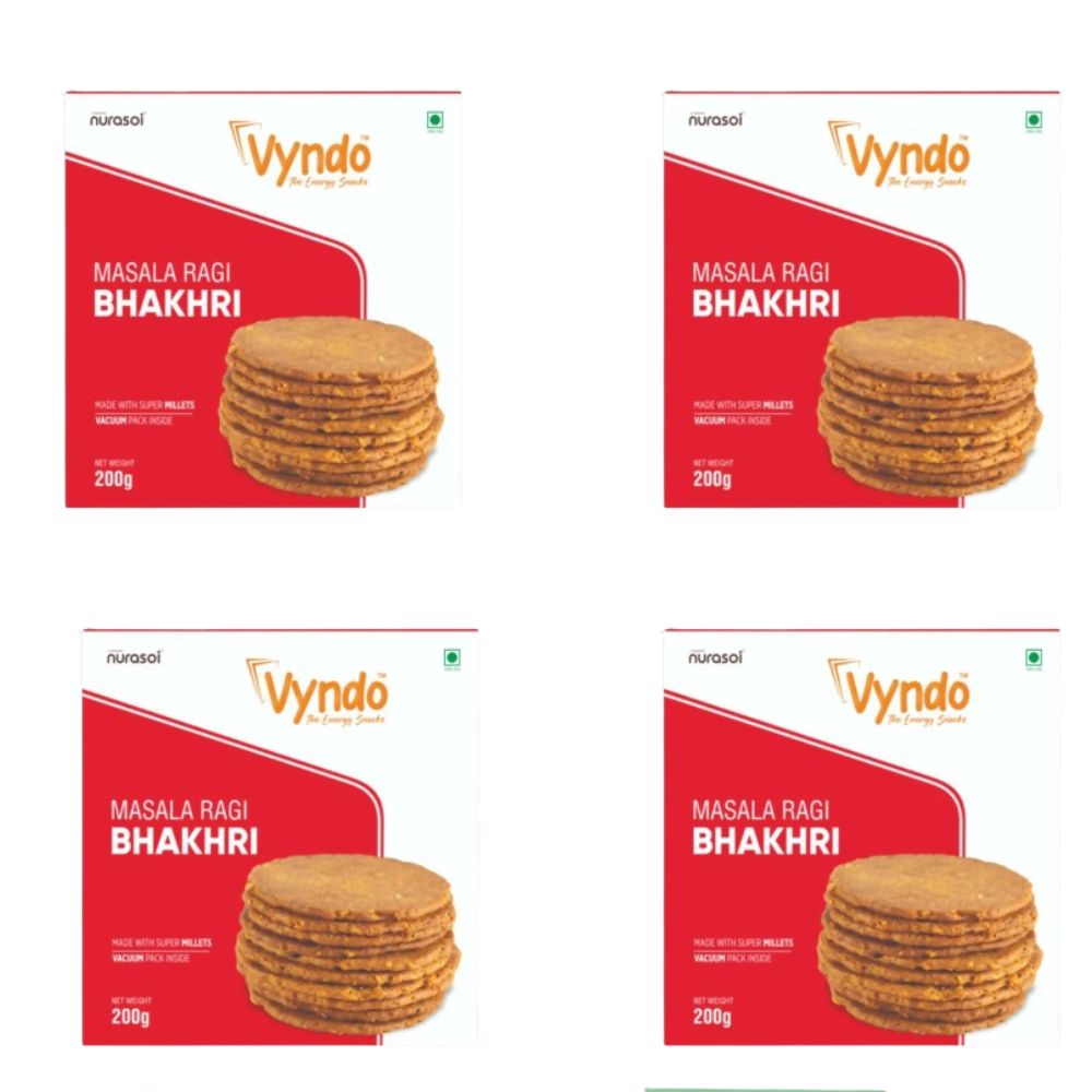 Vyndo Masala Ragi Bhakhri, North Indian snack, crispy, spiced millet flatbread with visible sesame seeds and masala seasoning.
