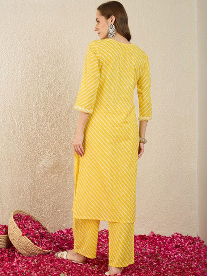 Striped Pure Cotton Straight Kurta With Palazzos