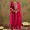 Dhiyona IE Ethnic Motifs Embroidered Panelled A-Line Kurta with Trousers & Dupatta