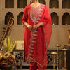 Indyancart IE Women's Women Ethnic Motifs Embroidered Regular Liva Kurta with Trousers & With Dupatta