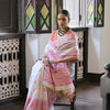 Dhiyona GR Women's Peach Muga Cotton Ikkat Saree