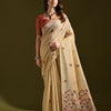 Dhiyona GR Women's Florance Beige Muga Cotton Jamdani Saree