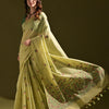 Dhiyona GR Women's Florance Green Muga Cotton Jamdani Saree