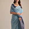 Dhiyona GR Women's Sky Blue Muga Cotton Jamdani Saree