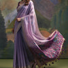 Dhiyona GR Women's Lavender Woven Muga Silk Saree